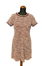 LOFT Textured Maroon Fringe Trim Mini Dress 6