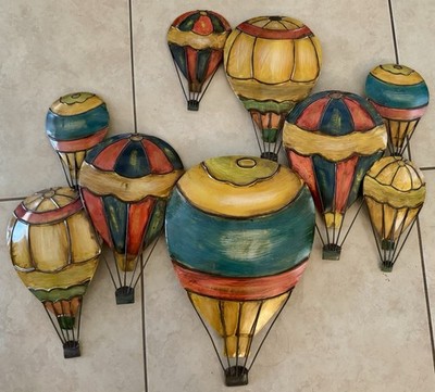 Large Vintage Hot Air Balloons Metal Wall Art 3D Playroom Decoration 25 x 22