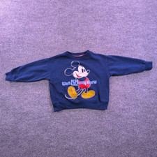 VTG Disney Walt Disney World Mickey Mouse Sweatshirt Kids XXS Blue Graphic Logo