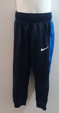 Nike Dri-Fit Kid Boy Striped Cozy Fleece Lined Elastic Pull On Pants Gray 5-6 Yr