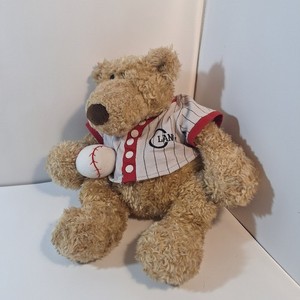 Pottery Barn Kids Gund Baseball Teddy Bear Clancy White Jersey Ball Plush Stuffe