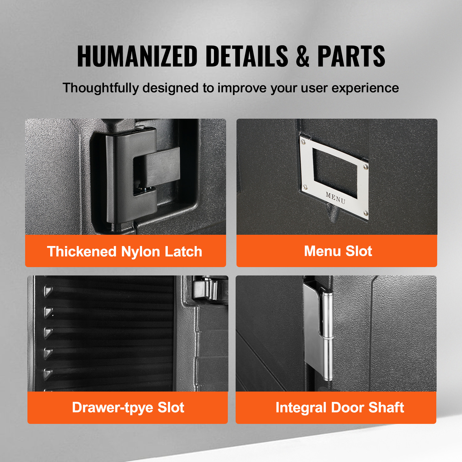 VEVOR Insulated Food Pan Carrier Front Load Catering Box w/ Wheels 109 Qt Black