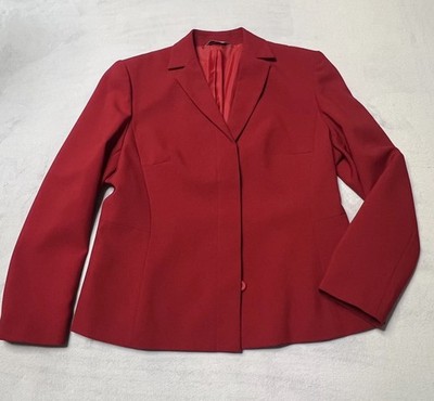 VTG Marks & Spencer Blazer Womens 8P, UK 12P Red 3 Button Lined Jacket Workwear