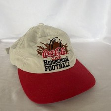 Coca-Cola Classic High School Football Adjustable Baseball Cap Hat Beige/Red