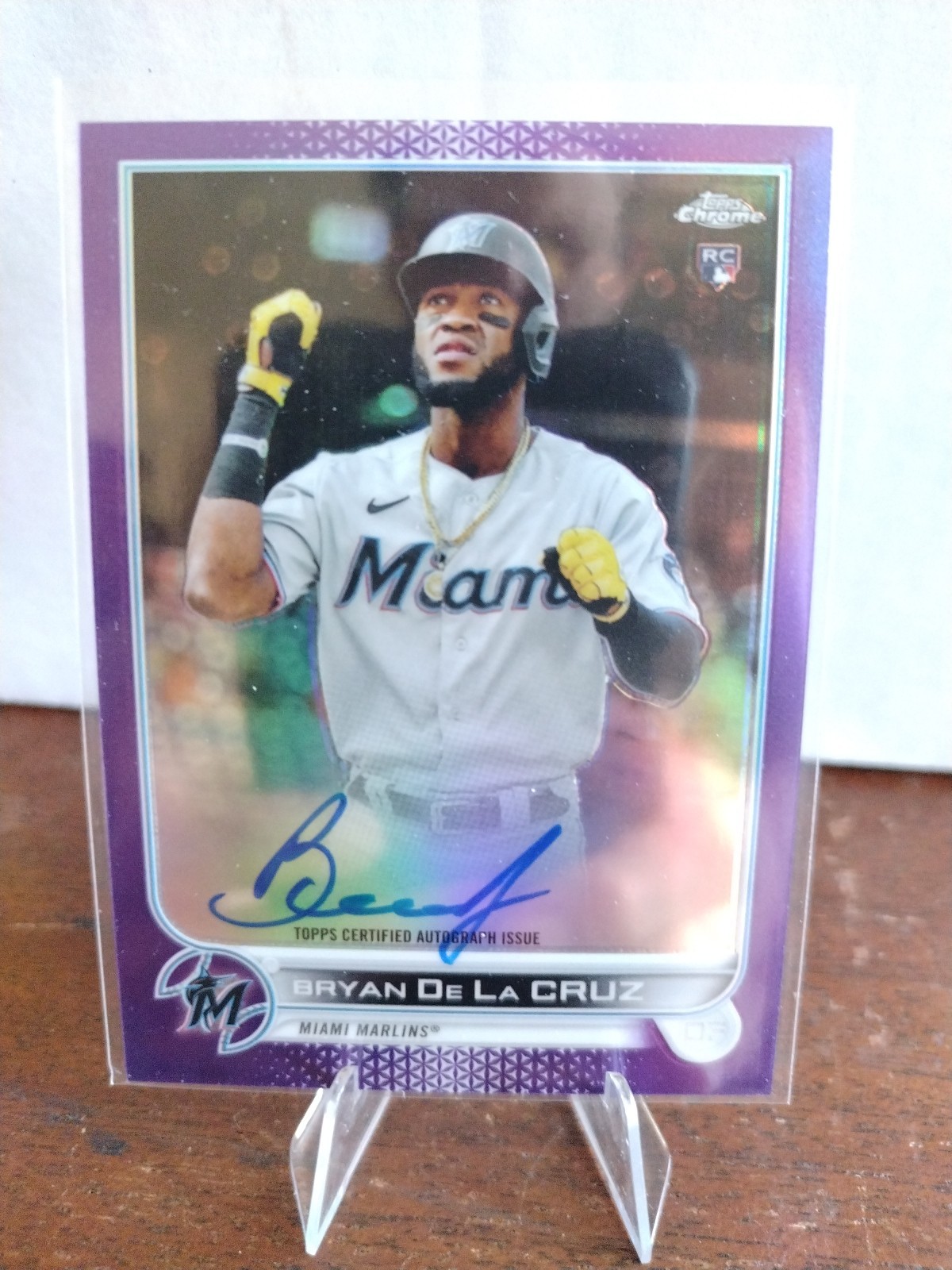 2022 Topps Chrome Purple Refractor Auto 36/250 Bryan De La Cruz #RA-BD RC Miami