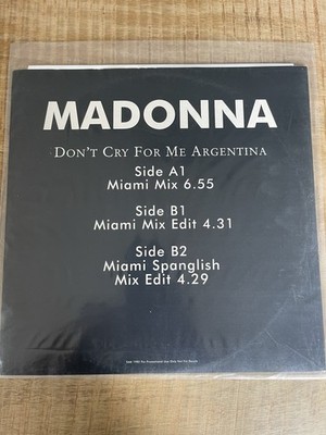 MADONNA - DON T CRY FOR ME ARGENTINA UK MAXI PROMO 12  MegaRare SAM 1982 Import