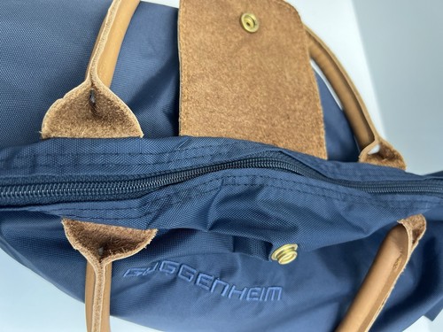 Scarborough & Tweed GUGGENHEIM Nylon Tote Duffel Bag Navy Blue Leather Straps - Picture 4 of 8