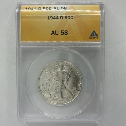 1944-D  .50   ANACS  AU 58 Walking Liberty, Half Dollar, Lady Liberty Half