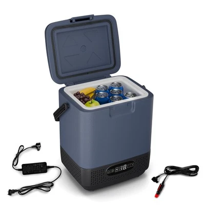 KLARSTEIN Mini-Kühlschrank 12 L Mobil Kühlbox mit Großem Fach LCD Camping Büro Unterwegs