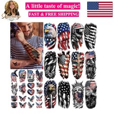77 Sheets Independence Day Temporary Tattoo for Women Men, 7 Half Arm 4th of ...