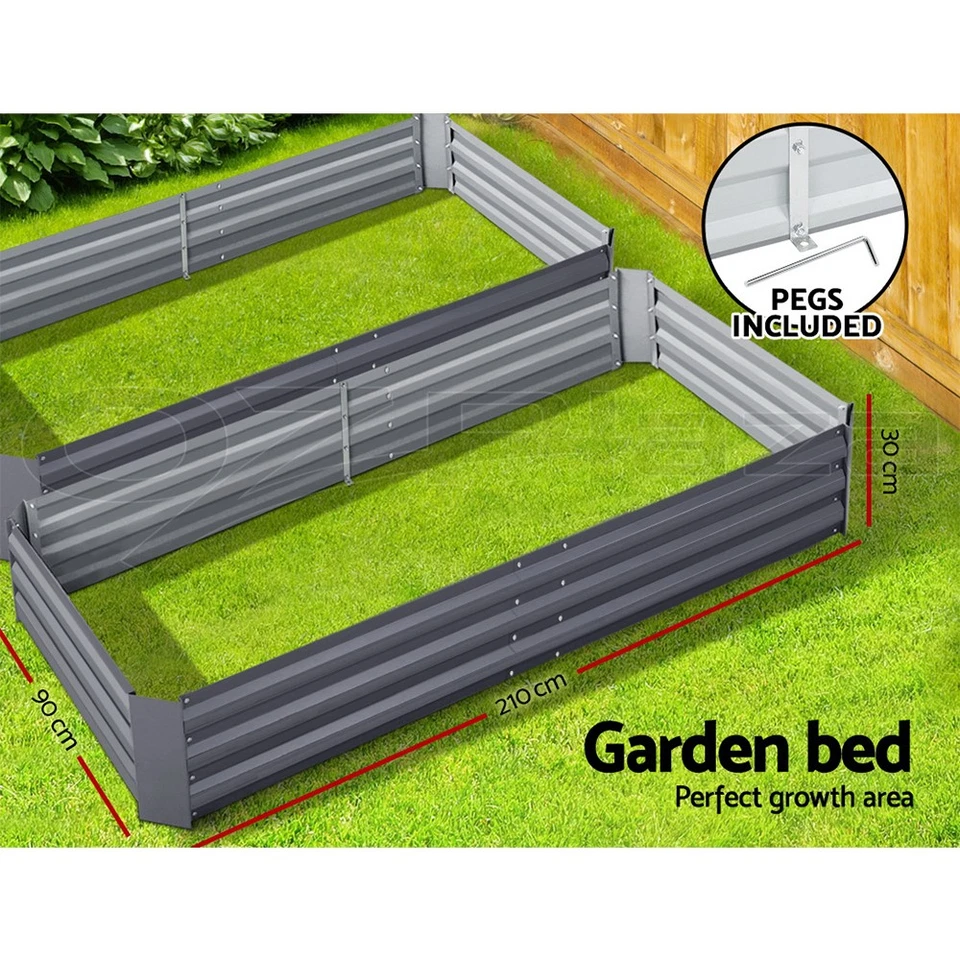Green Fingers 2x Garden Bed 210x90cm Planter Box Raised Container Galvanise Herb - image 3 of 4