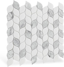 Leaf-Shape Glass Mosaic Tile Backsplash for Kitchen and Bath Walls