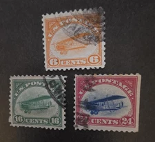 US Scott  C1 C2 C3 Jenny Airmail Stamp Lot Set Used Airplane  T19099