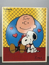 Vintage 1950's Playskool Charlie Brown and Snoopy Wood Puzzle "BE A FRIEND"