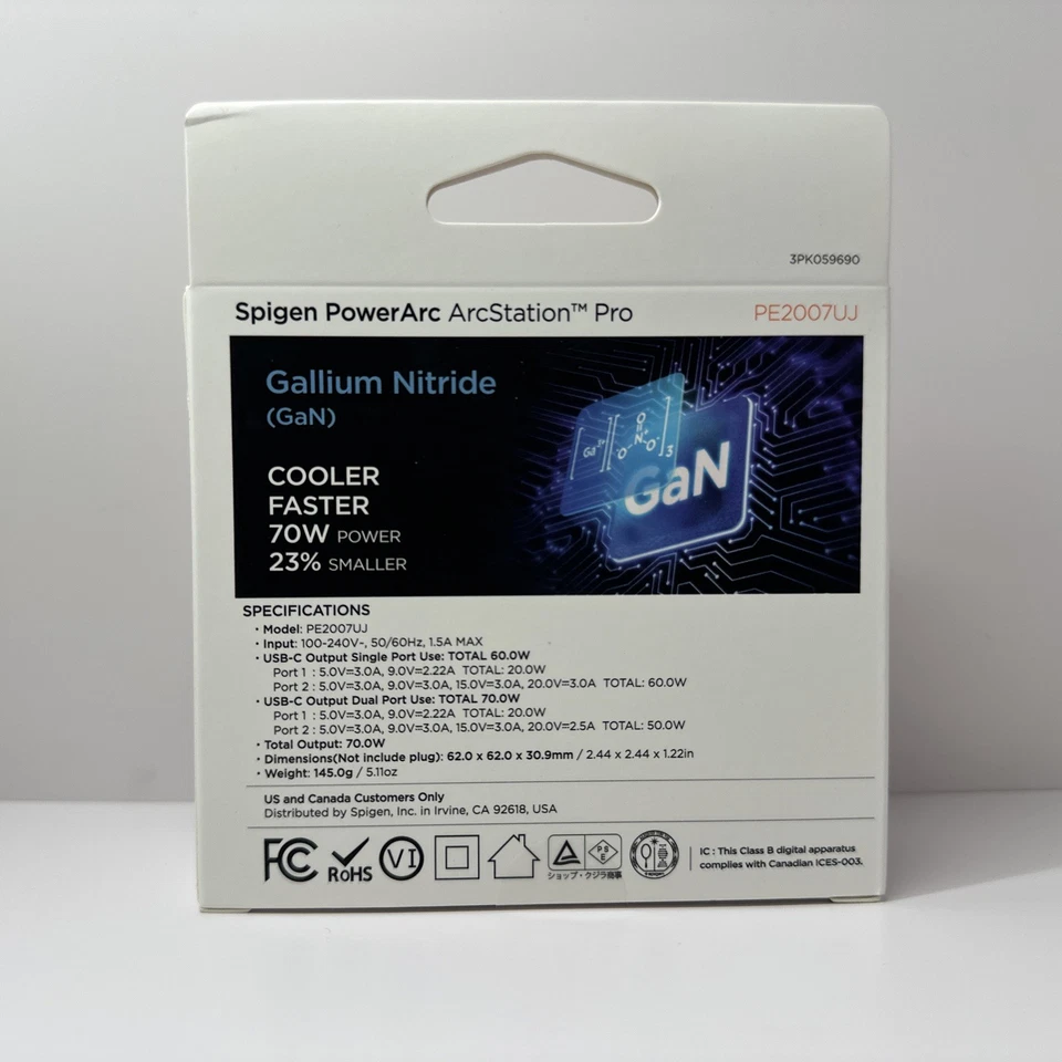 Spigen PowerArc - 70W ArcStation Pro - Carregador de parede dobrável duplo USB-C. Novo. - Imagem 3 de 4