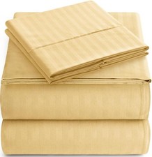 Full Sheet Set - 4-Piece Striped Full Size Bed Sheets - Soft Cooling Deep Pock