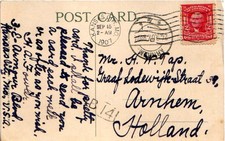 Missouri Kansas City 1907 machine  2c Washington Shield PPC to Netherlands.