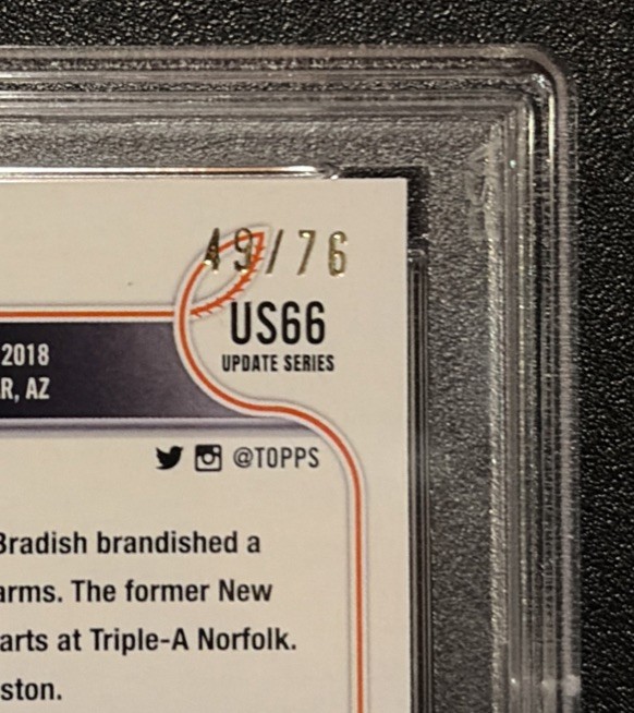 2022 Topps Update - Kyle Bradish #US66 Independence Day 49/76 (RC) PSA Mint 9 view 3