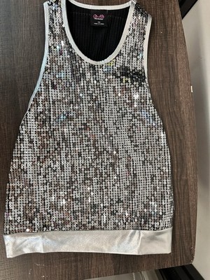 Dance Pre-Owned Costume Top Medium Child Silver Gia-Mia Jazz Tap Clogging Sequin