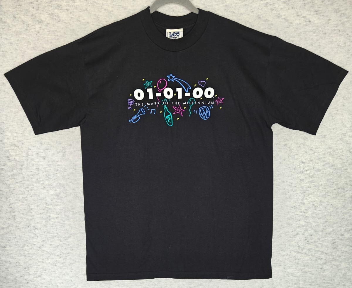 VTG Lee Sport Mark of the Millennium T Shirt XL Black Y2K Heavyweight Graphic