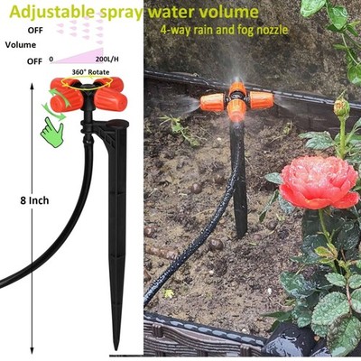 64FT Drip Irrigation System with Programmable Timer & 12 Rain Spray Nozzles