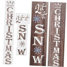 16 Pieces Merry Christmas Let It Snow Stencil for Painting on Wood Reusable