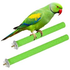 Bird Cage Perch, Parrot Grinding Claw Sticks, 8/10 Inch, Wooden, Green, 2Pcs 