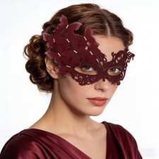Butterfly Masquerade Mask Venetian Style Mardi One Size Wine Red