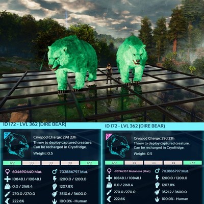 ASA PVE  ARK Survival Ascended Dire Bear Max Level 362