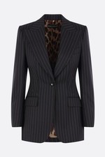 DOLCE & GABBANA Black Pinstriped Wool Single-Breasted Jacket New & Authentic