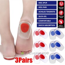 3Pair Gel Shoes Insoles Cushion Heel Cup Massage Pads Inserts Care Silicone Good