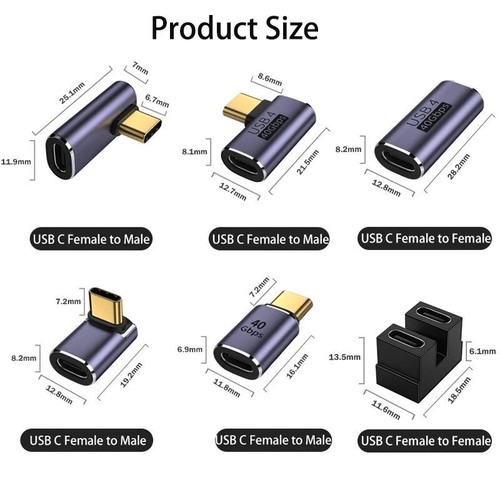 USB4.0 OTG USB Typ-C Adapter 90°Winkel Stecker Konverter für Macbook Laptop iPad - Bild 12 von 28