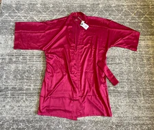 Sioro Womens L Silky Robe Pink Short Sleeve Knee Length Tie NWT P1