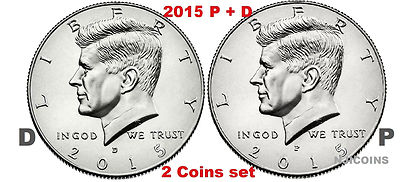 2015 Kennedy Half Dollars 2 coins set P + D Clad President 50¢ coin US ...