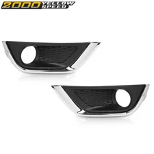 Pair Bumper Fog Light Covers Bezel Chrome Trim Fit For 2017-2019 Jeep Compass 