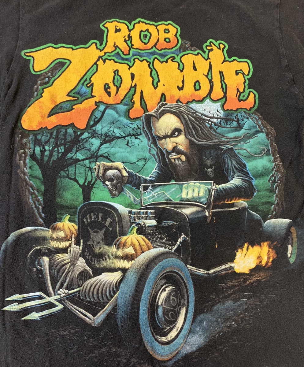 Rob Zombie Hell Bound Black T-Shirt Small Hot Rod Car Graphic