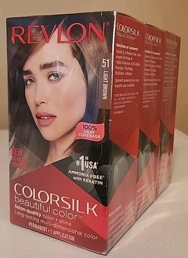 Silk Permanent Hair Color 51 Light Brown 100% Coverage