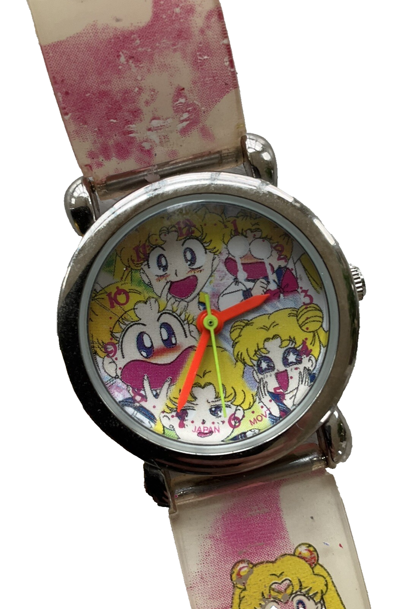 Sailor Moon Girl's Vintage 90s Wristwatch Serena Faces Pink