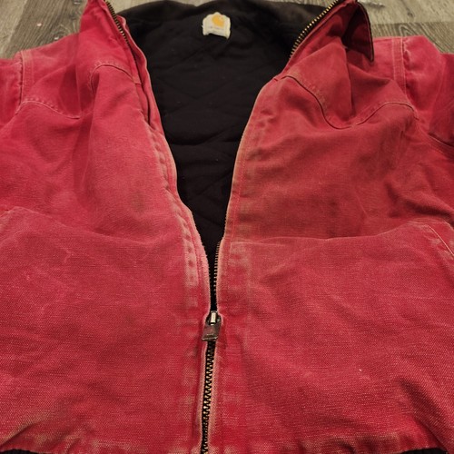 Vintage Carhartt Jacket Mens Large 90s Red J13 Santa Fa Zip Up Quilted Lined - Picture 22 of 24