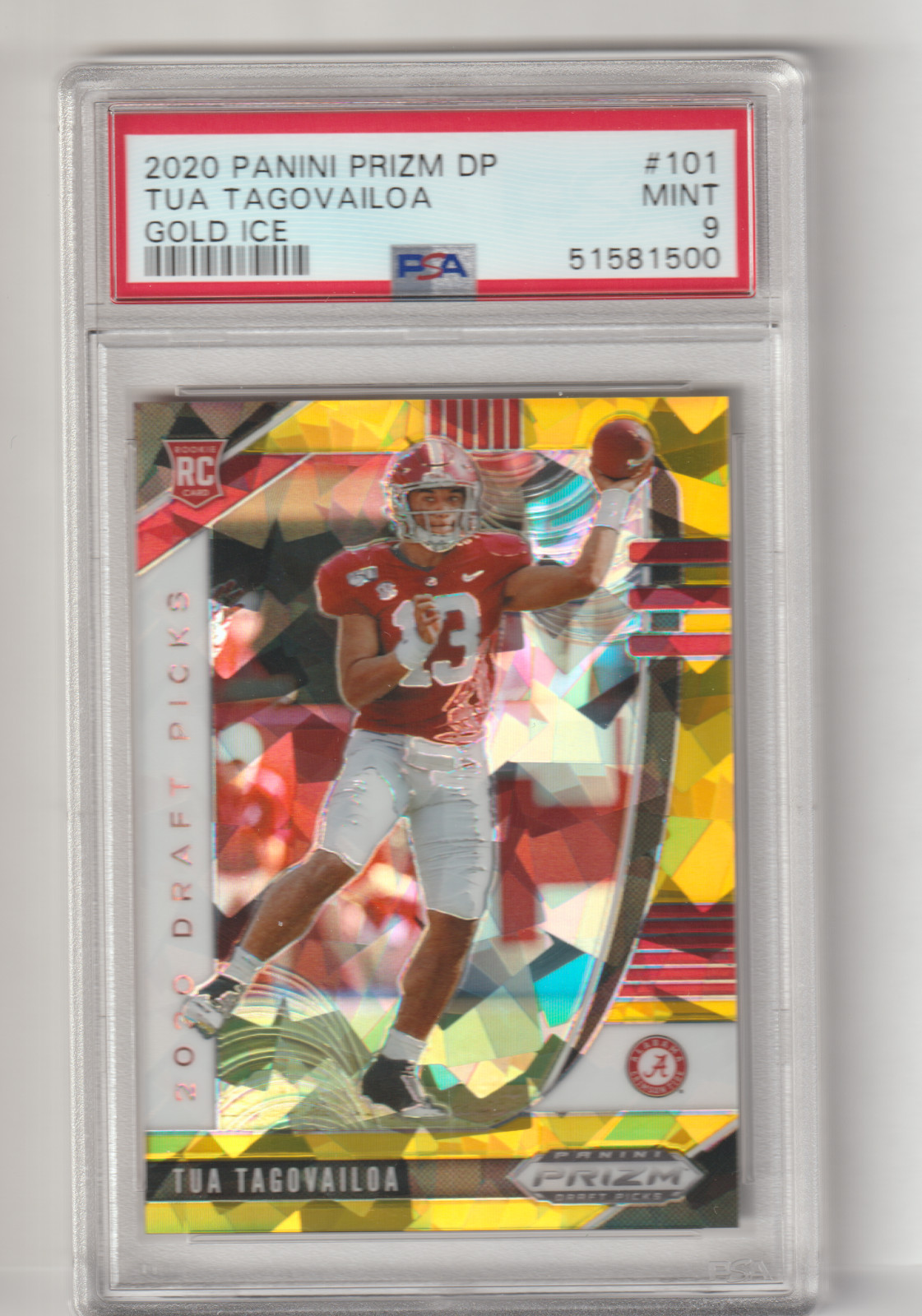 TUA TAGOVAILOA 2020 PANINI PRIZM DP ROOKIE GOLD ICE #3/7 RC PSA 9 MINT DOLPHINS