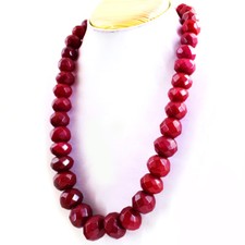 1166.00 Cts Earth Mined Red Ruby Round Shape Faceted Beads Necklace NK 30E25