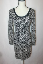 Banana Republic Long Sleeve Black White Pattern Sweater Dress Women's XS