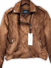 Womens Chartou Leather Jacket Brown New Western Style Jacket Small