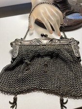 Victorian Unique GERMAN SILVER Mesh EVENING Bag Ornate Frame KISS Lock Project