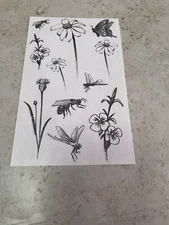 Mrs Grossman’s Vintage Stickers Black And White Insects,Flowers 2003 ( 5 Strips)