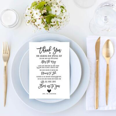 #ad 50 Wedding Thank You Place Setting Cards Perfect for Adding to Table Center... $21.95