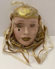 Vintage Mardi Gras Porcelain Ceramic Painted Wall Hanging Face Mask