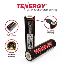 Tenergy T26B 3.6V USB Rechargeable 2600mah Li-ion Battery 2pk