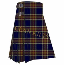 Scottish Traditional Blue Rust Handmade 8-yard Tartan Kilt For Men Custom Size