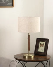 EDISHINE Mid Century Modern Table Lamp Pull Chain Switch Nightstand Table Lamp